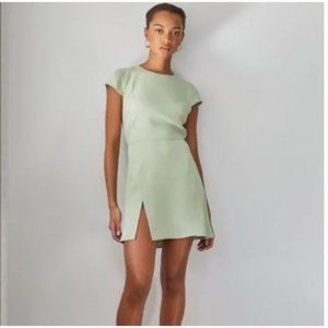 Aritzia Babaton Hamptons Mini Dress Silver Sage Green size 2
